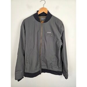 Flylow Mens Iron Eagle Bomber Jacket‎ Gray Full Zip Quilted Lining Nylon Large